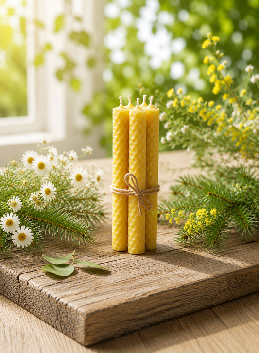 Handrullade julgransljus – långa