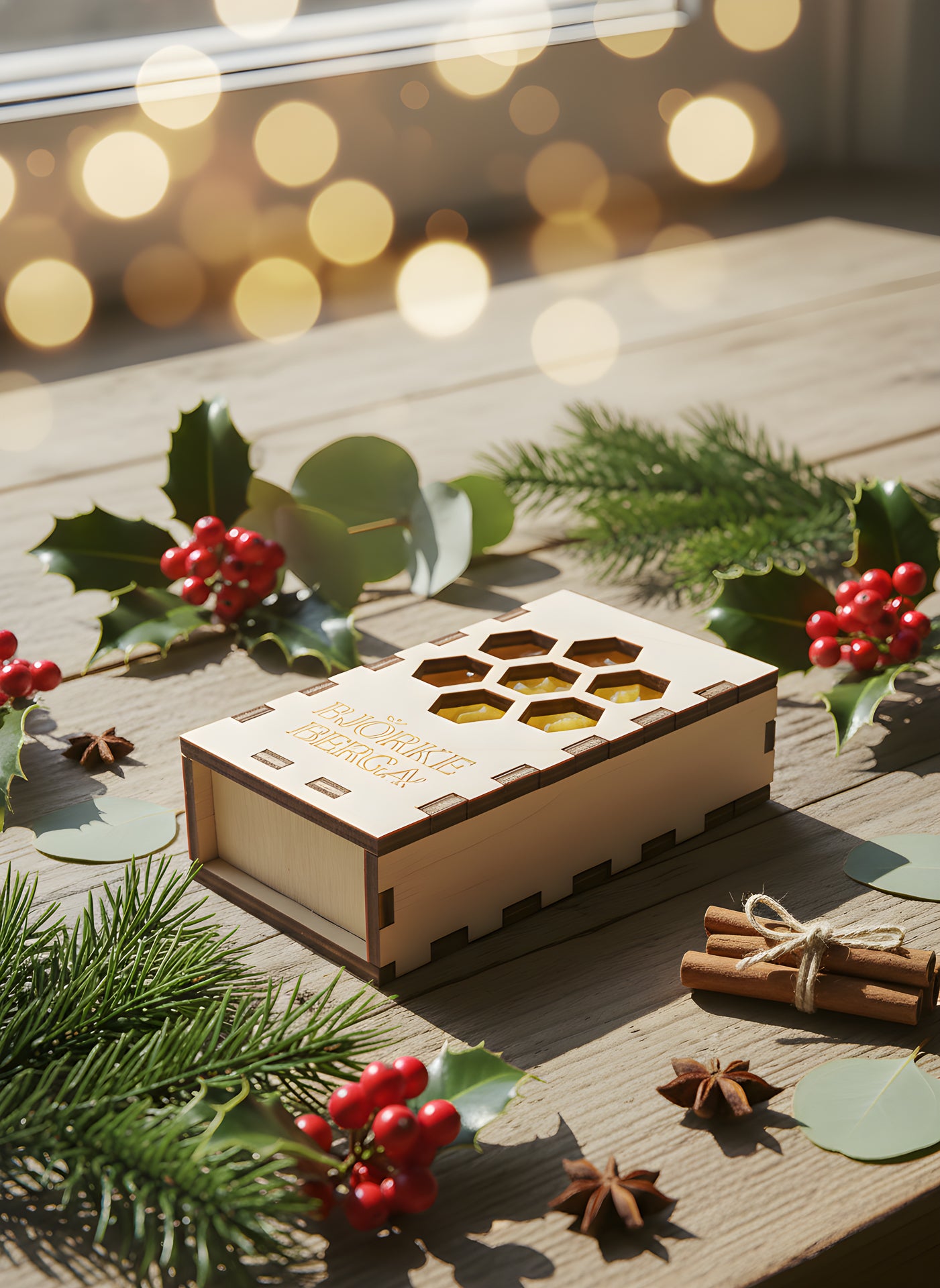 Handrullade julgransljus – i exklusiv träask