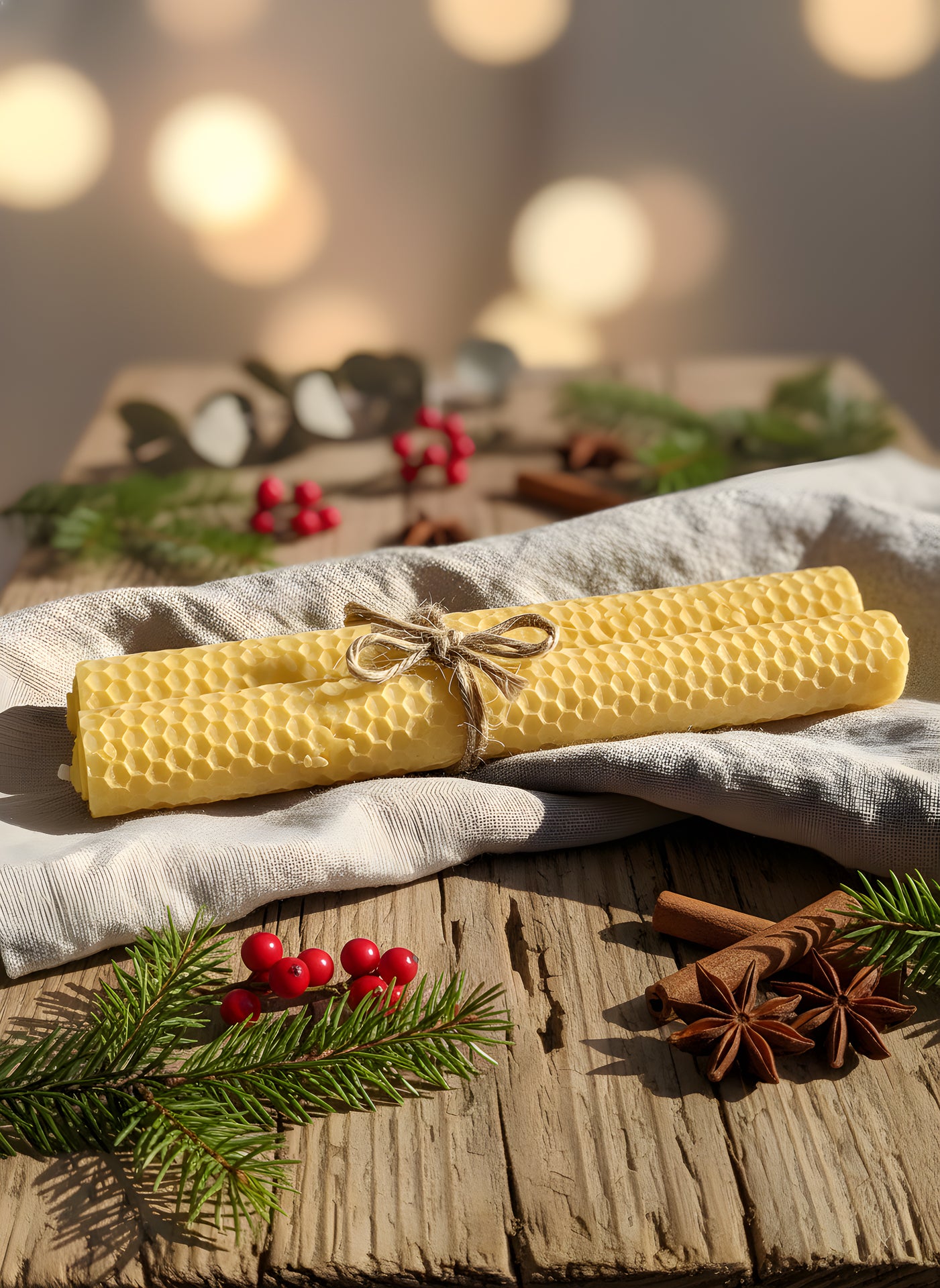 Handrullade bivaxljus – cylinderform